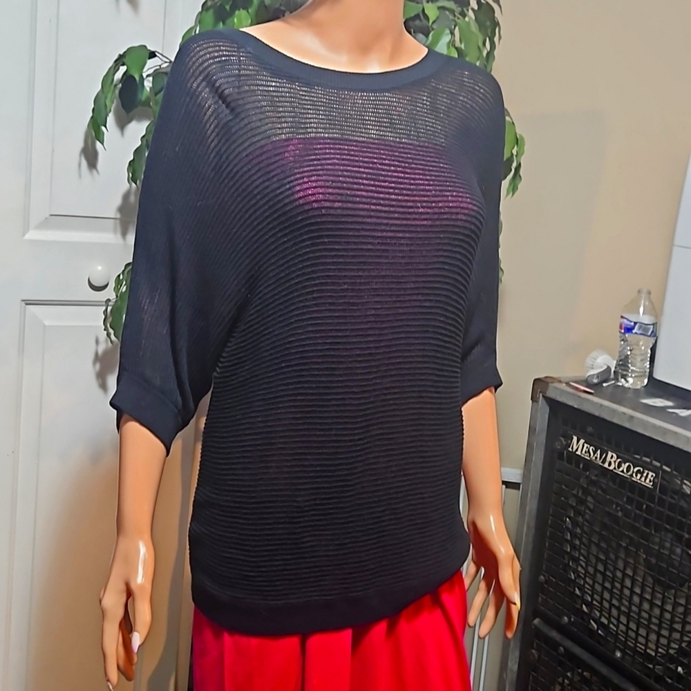 Mossimo Black Short Sleeve Mesh Blouse